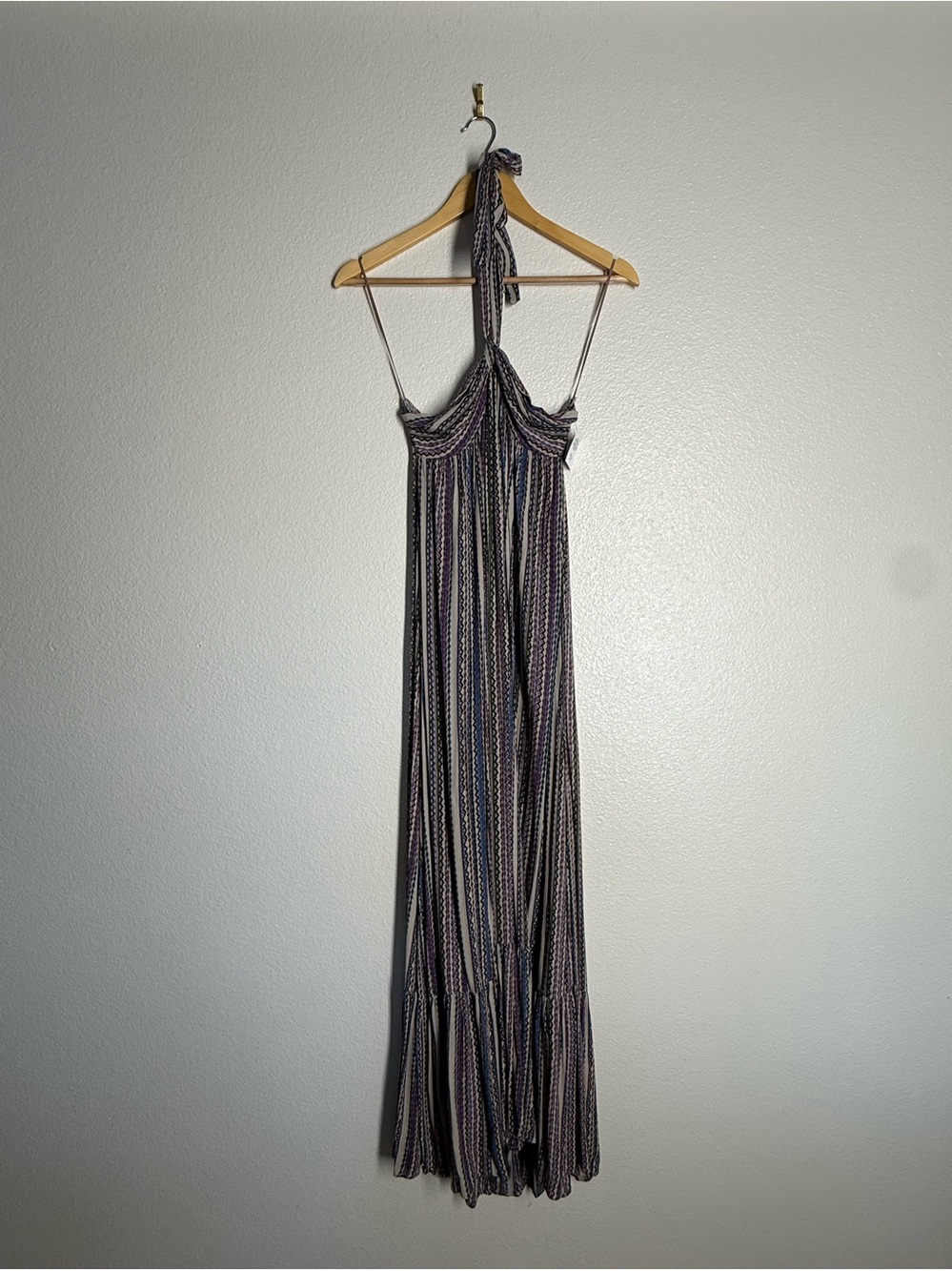 Striped Halter Maxi Dress in Neutral Multi-Stripe